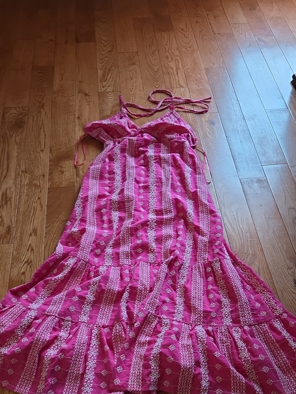 Zara Hot Pink Embroidered Maxi Dress